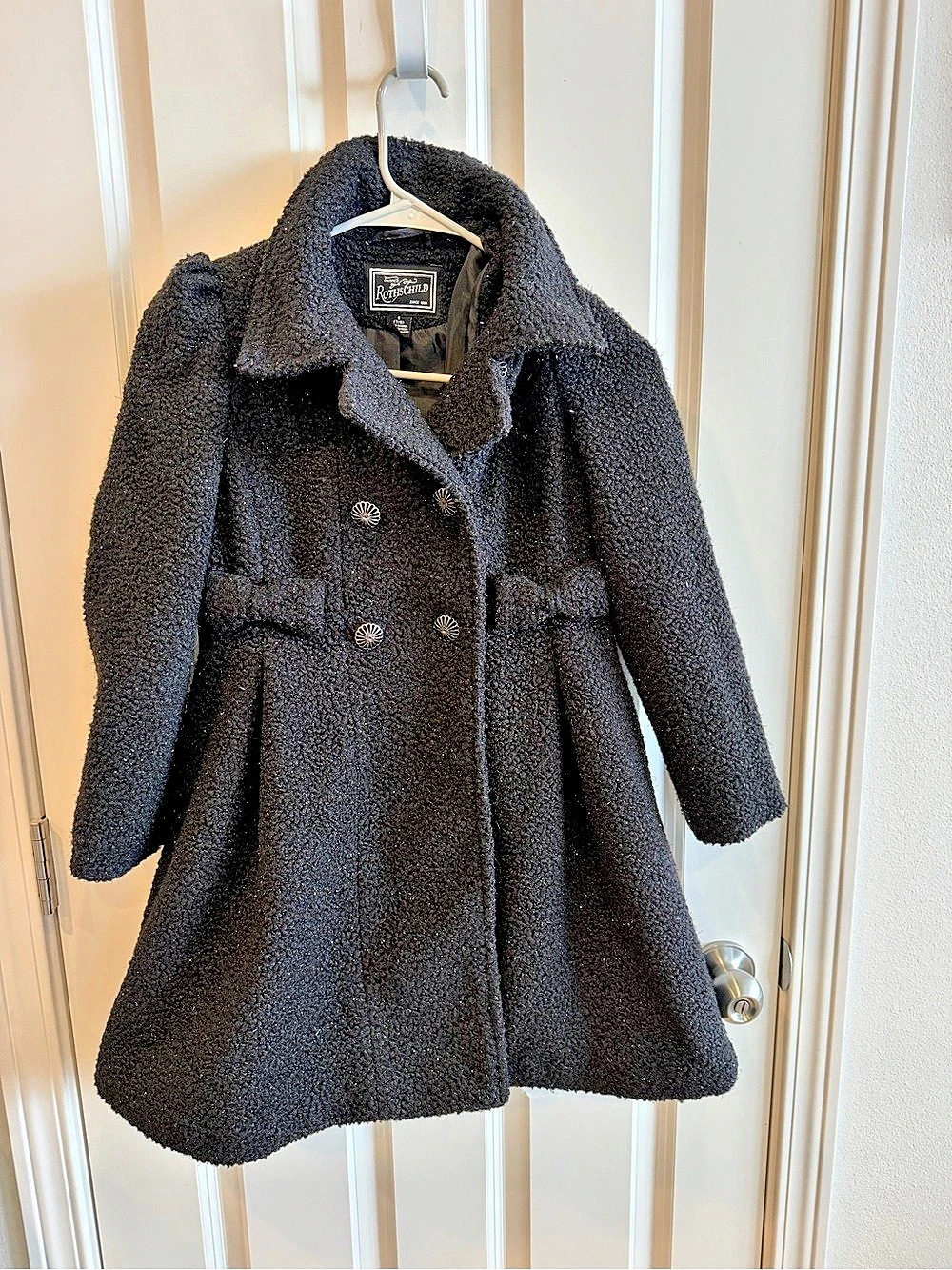Rothschild Boucle Pea Coat in Black Size Small